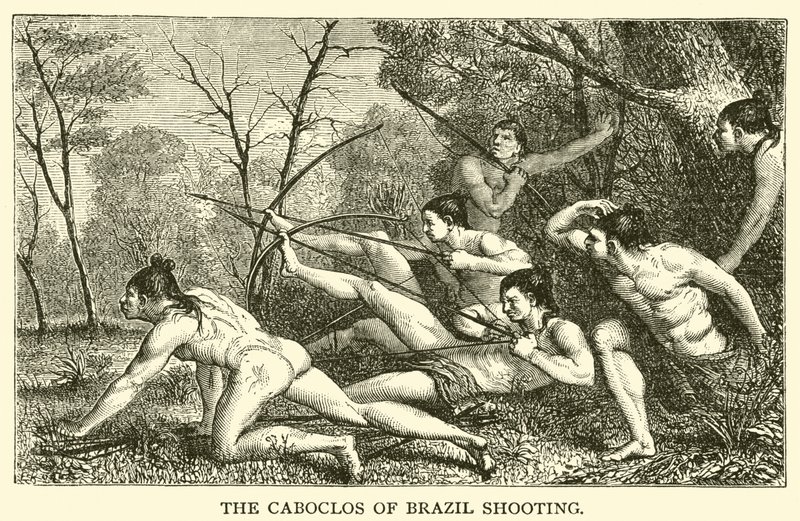 Strzelanie do Caboclos z Brazylii (grawerowanie) autorstwa French School