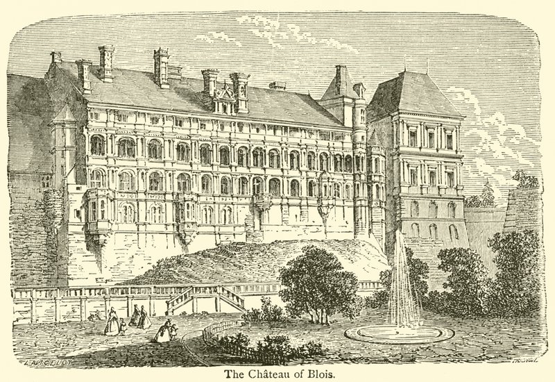 Zamek w Blois (rycina) autorstwa French School