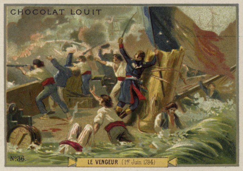 Francuski okręt wojenny Vengeur w bitwie pod Ushant (wspaniały pierwszy czerwca), 1794 r autorstwa French School