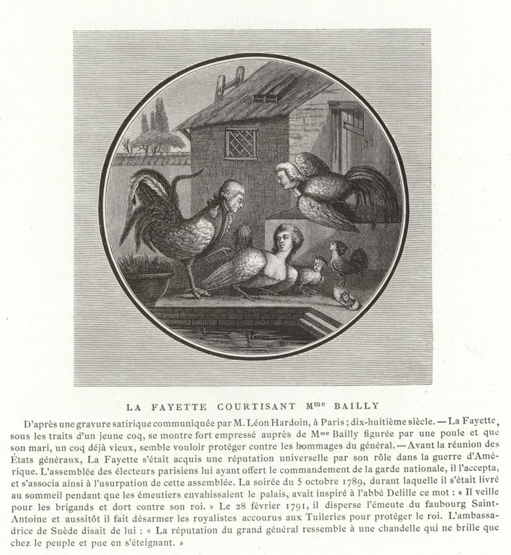 Markiz de Lafayette zaloty Madame Bailly autorstwa French School