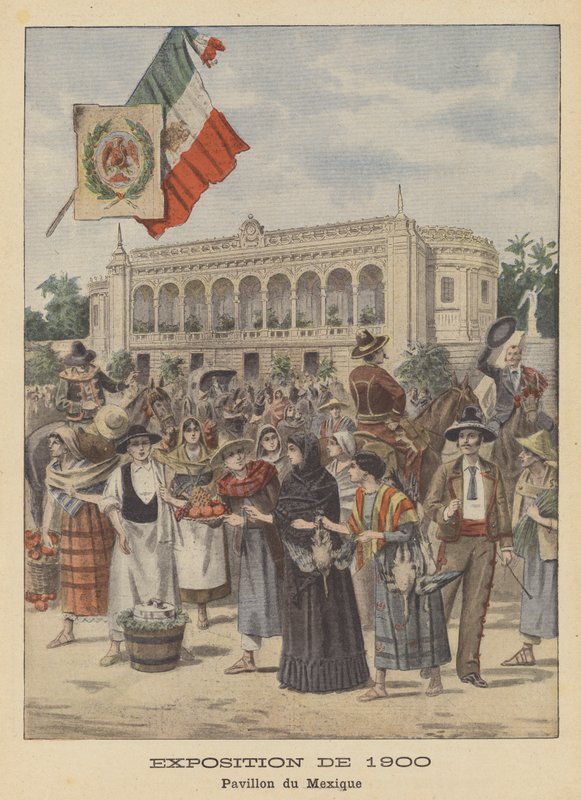 Pawilon Meksykański na Exposition Universelle 1900 w Paryżu (kolor lito) autorstwa French School