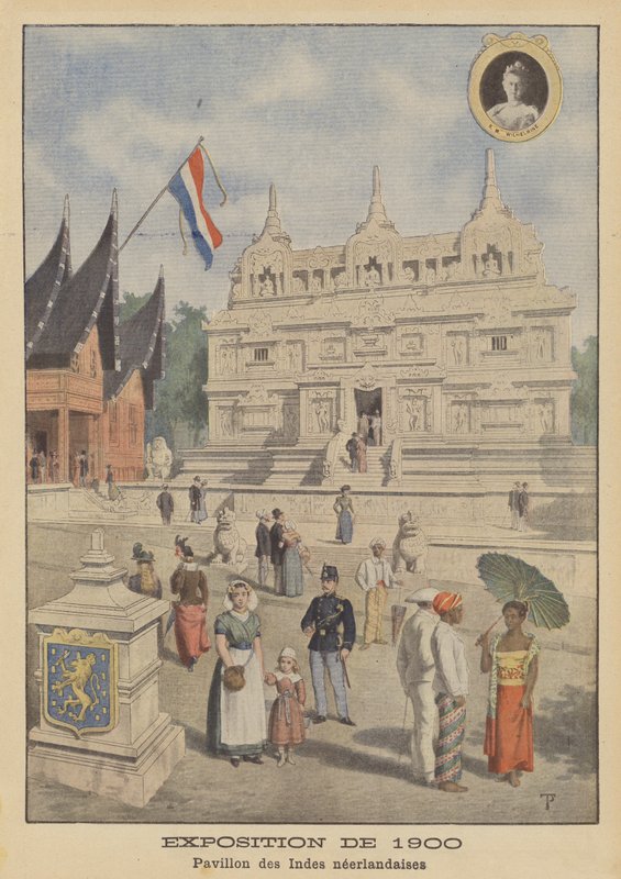 Pawilon Holenderskich Indii Wschodnich na Wystawie Powszechnej 1900 w Paryżu (litografia kolorowa) autorstwa French School