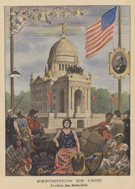Pawilon Stanów Zjednoczonych na Exposition Universelle 1900 w Paryżu (litografia kolorowa) autorstwa French School