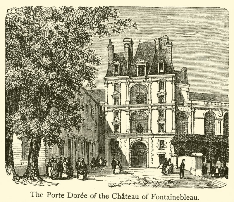 Porte Doree zamku Fontainebleau (rycina) autorstwa French School