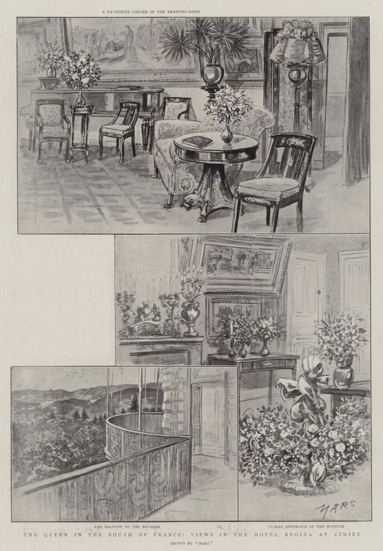 Królowa na południu Francji, widoki w hotelu Regina w Cimiez (lito) autorstwa French School