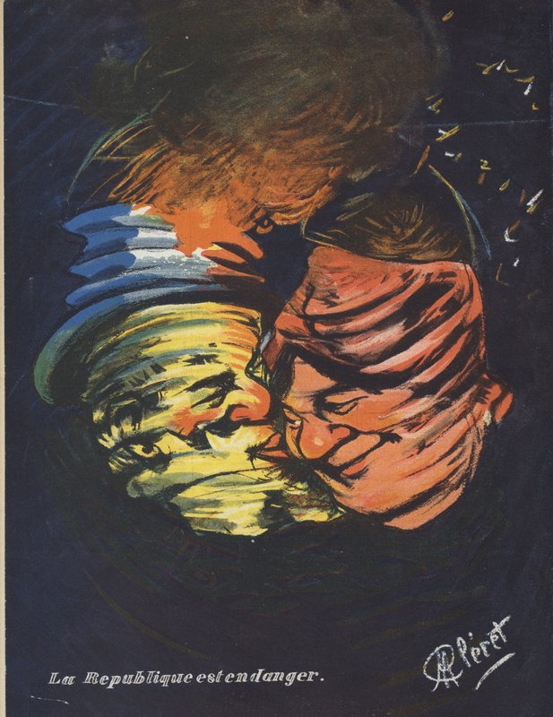 Republika jest w niebezpieczeństwie. Ilustracja do Le Rire (kolor lito) autorstwa French School