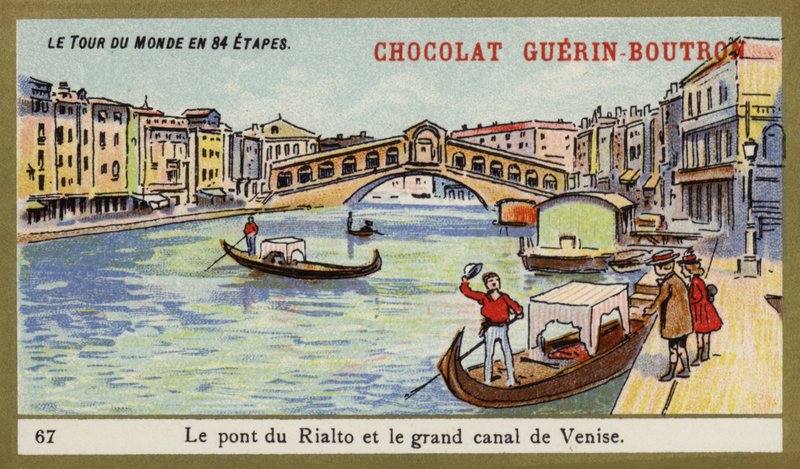 Most Rialto i Canal Grande w Wenecji (chromolitho) autorstwa French School