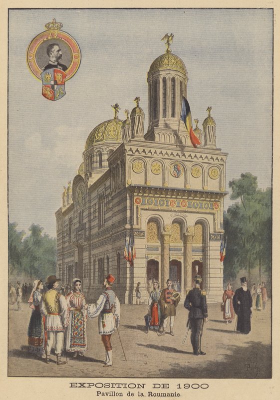Pawilon Rumuński na Wystawie Powszechnej 1900 w Paryżu (litografia kolorowa) autorstwa French School