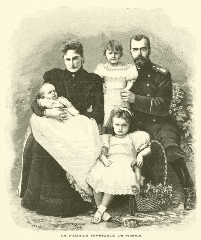 Rosyjska rodzina cesarska (rycina) autorstwa French School