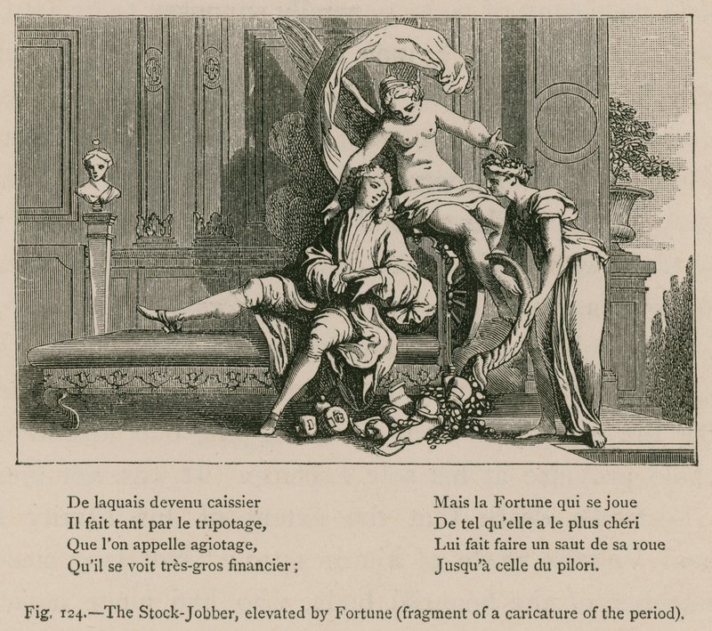 Stock-Jobber, podniesiony przez Fortunę (fragment karykatury epoki) autorstwa French School