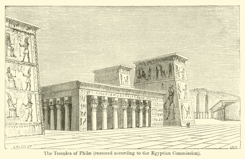 Świątynie Philae, odrestaurowane według Komisji Egipskiej (rycina) autorstwa French School