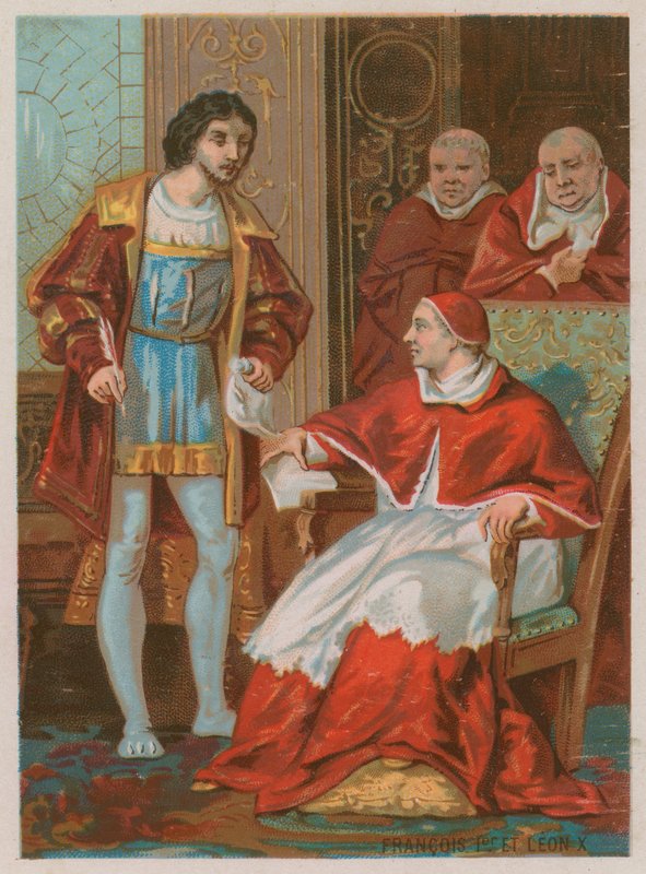 Traktat króla Franciszka I i papieża Leona X autorstwa French School
