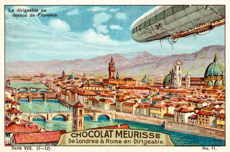 Sterowiec nad Florencją (chromolitho) autorstwa French School