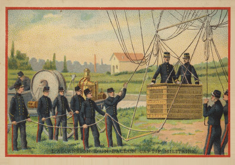 Wejście wojskowego balonu autorstwa French School