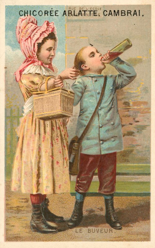 Pijący (chromolitho) autorstwa French School