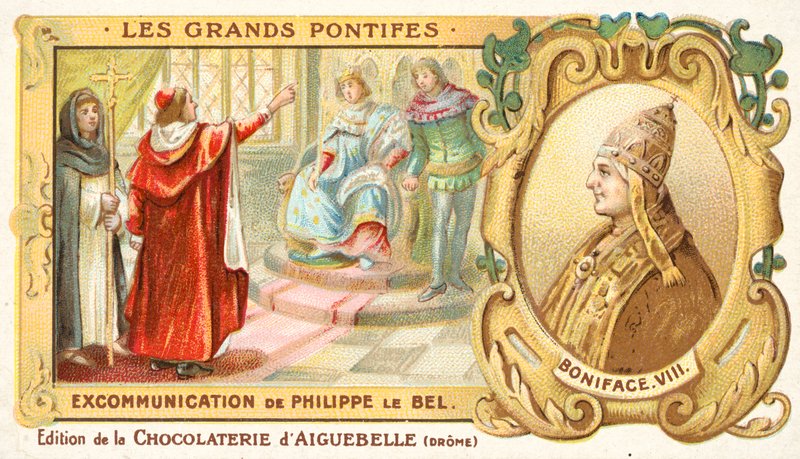 Ekskomunika Filipa IV Francji przez papieża Bonifacego VIII autorstwa French School