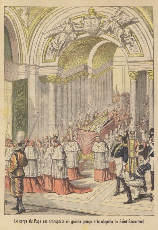 Pogrzeb papieża Leona XIII (kolorowa litografia) autorstwa French School