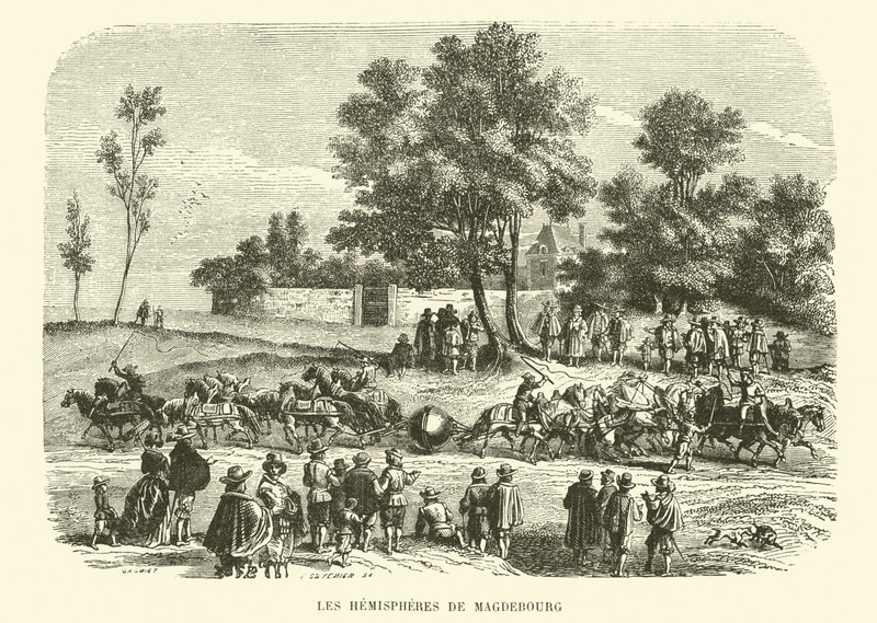Półkule Magdeburga (rycina) autorstwa French School