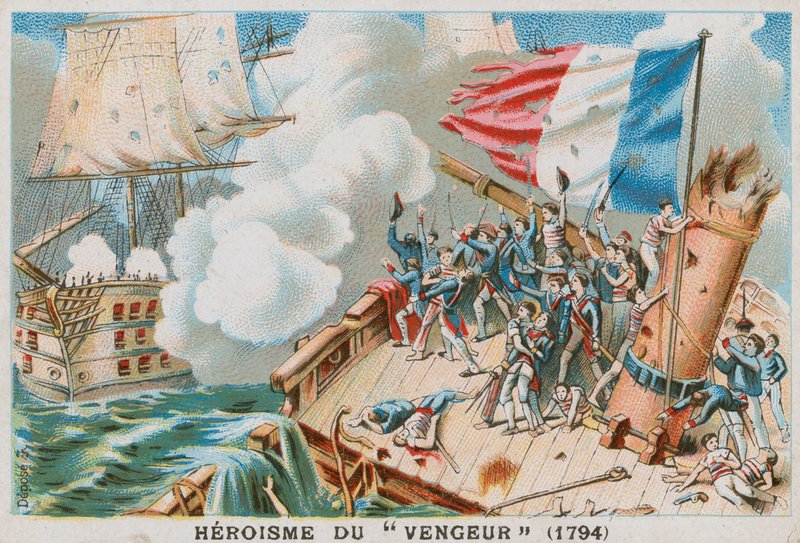Bohaterstwo francuskiego okrętu Vengeur du Peuple, 1794. autorstwa French School