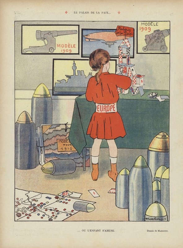 Pałac pokoju. Ilustracja do Le Rire (kolor lito) autorstwa French School