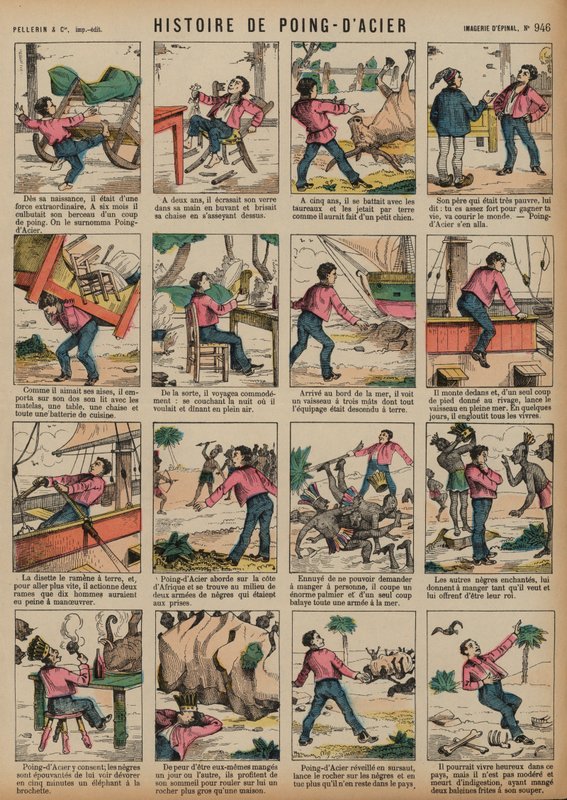 Historia Stalowej Pięści (kolorowy grawerunek) autorstwa French School