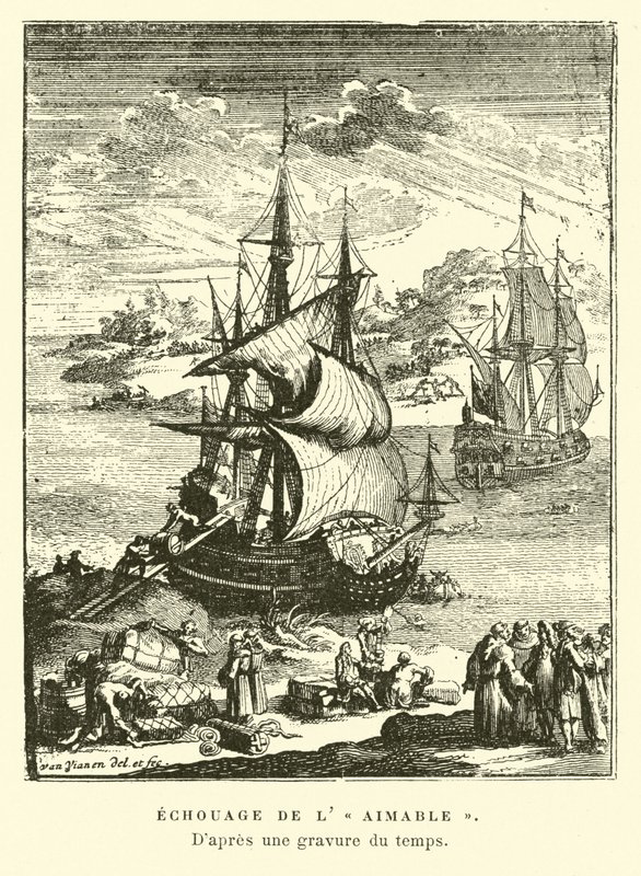 Na mieliźnie Laimable, Matagorda Bay, Teksas, 1685 autorstwa French School