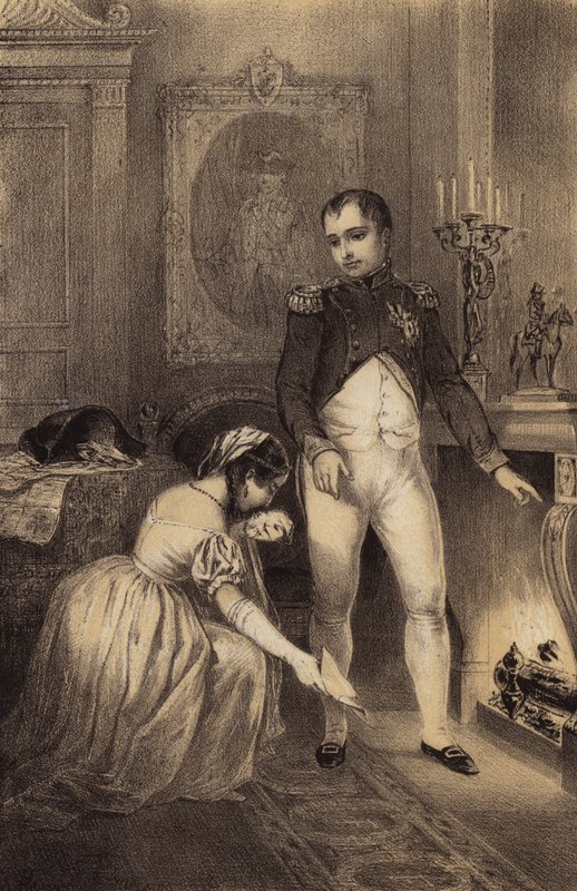 Żona pruskiego generała Franza Ludwiga von Hatzfelda prosi Napoleona o oszczędzenie życia męża (lito) autorstwa French School
