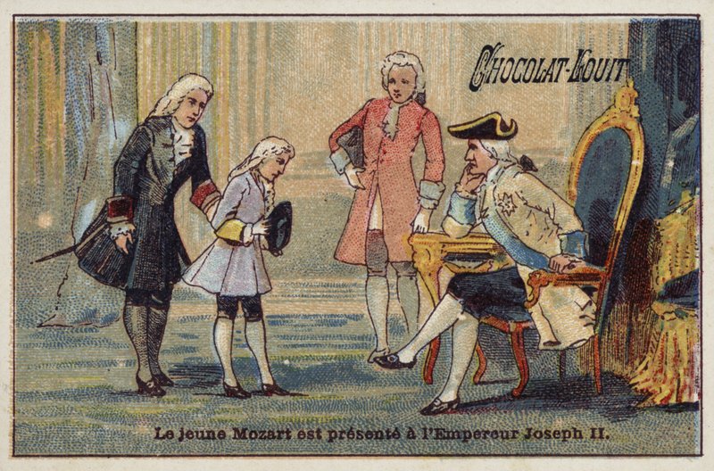 Młody Mozart zostaje przedstawiony cesarzowi Józefowi II autorstwa French School