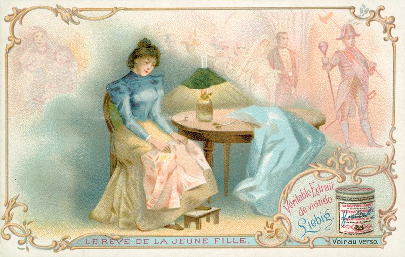 Sen młodej dziewczyny (chromolitho) autorstwa French School