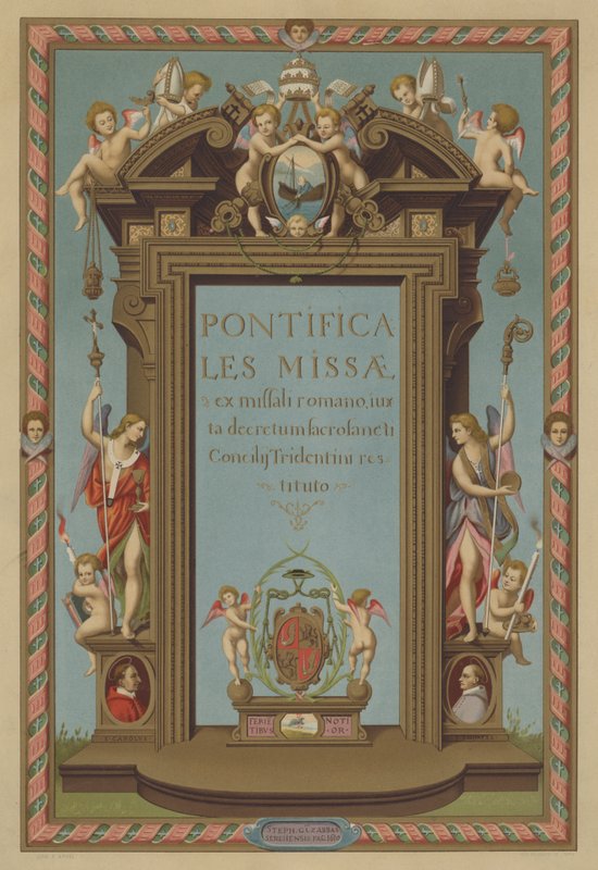 Strona tytułowa Mszału Papieskiego (chromolitografia) autorstwa French School