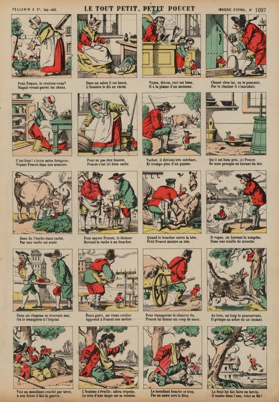 Tom Thumb (kolorowy grawerunek) autorstwa French School