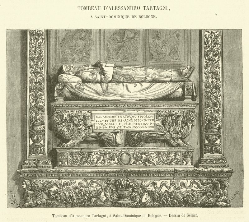 Grób Alessandro Tartagniego w Saint-Dominique de Bologna (rycina) autorstwa French School