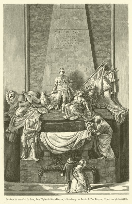 Grób marszałka Saxe w kościele św. Tomasza w Strasburgu (rycina) autorstwa French School