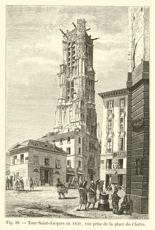 Zwiedzanie Saint-Jacques w 1830 roku, widok z Place du Cloitre autorstwa French School