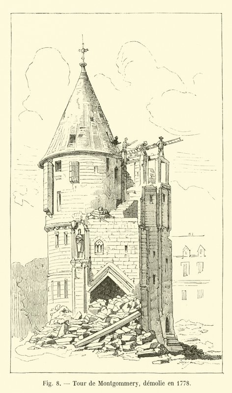 Wieża Montgommery, zburzona w 1778 r. autorstwa French School