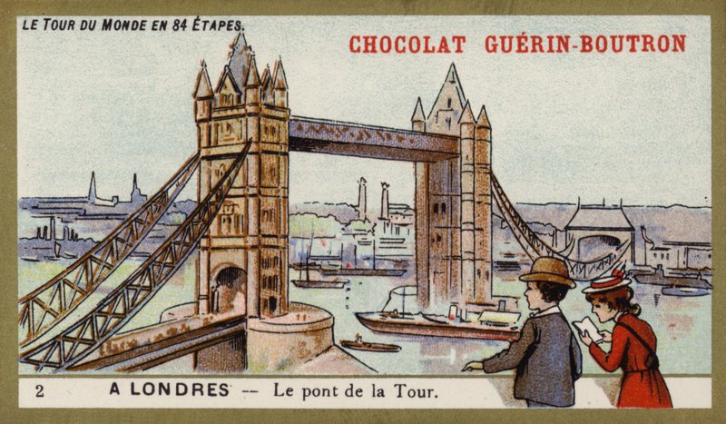 Tower Bridge, Londyn (chromolitho) autorstwa French School