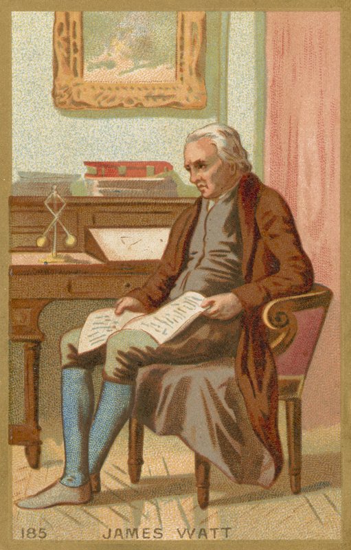 Karta handlowa przedstawiająca portret Jamesa Watt autorstwa French School