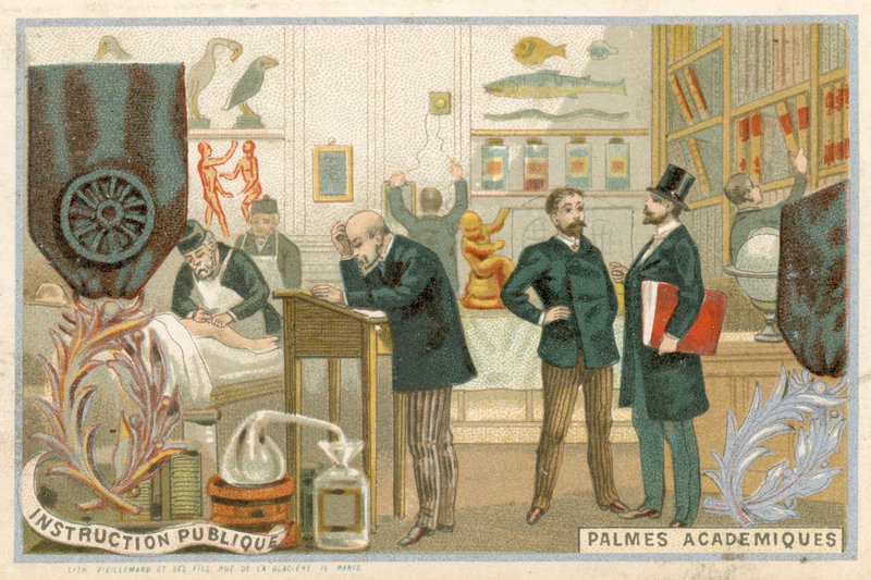 Karta handlowa z wizerunkiem Ordre des Palmes Academiques autorstwa French School