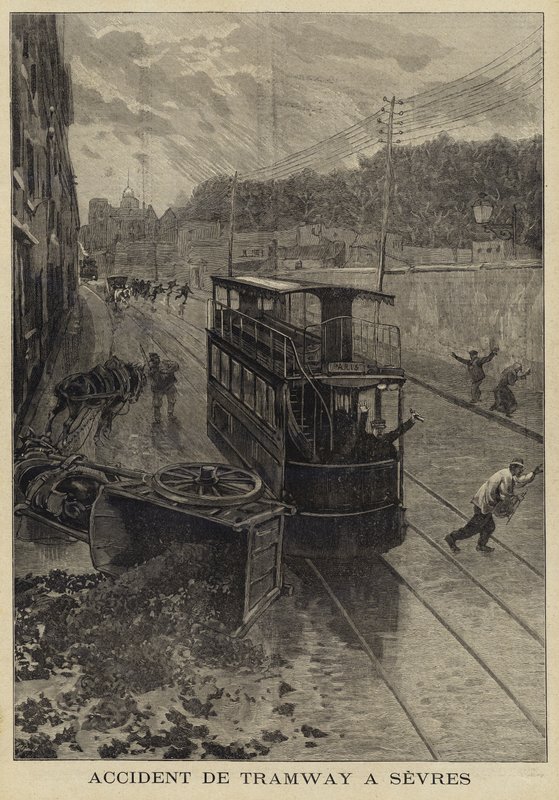 Wypadek tramwajowy w Sevres, Francja, 1897 autorstwa French School