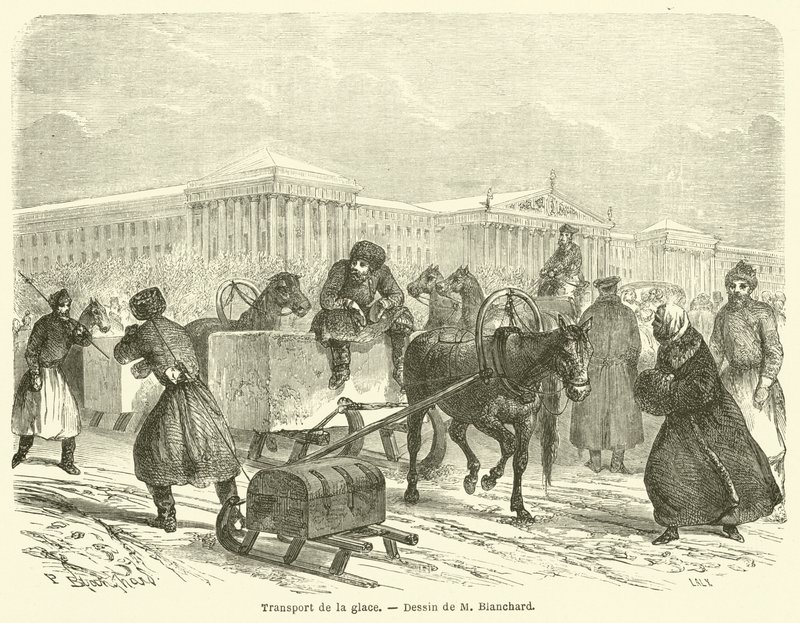 Transport lodu (grawerowanie) autorstwa French School