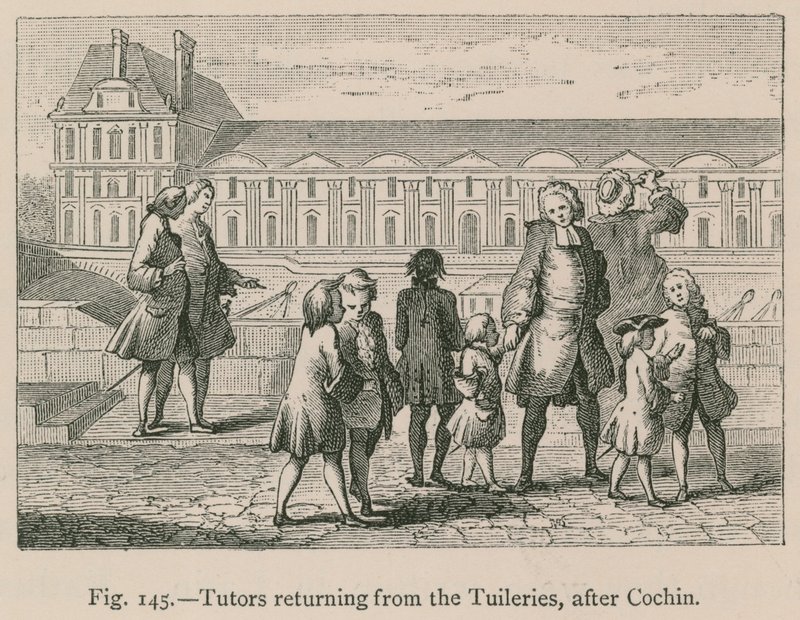 Nauczyciele powracający z Tuileries, po Cochin autorstwa French School