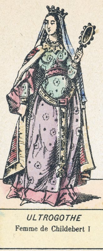 Ultrogothe, Femme de Childebert I (kolorowy grawerunek) autorstwa French School