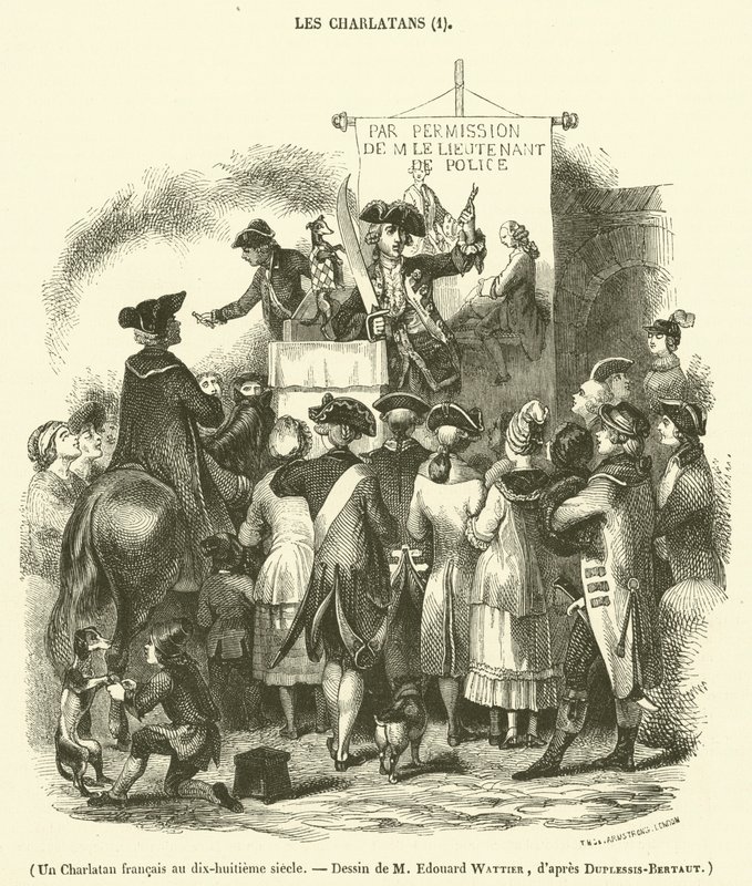 Szarlatan francuski w XVIII wieku (rycina) autorstwa French School