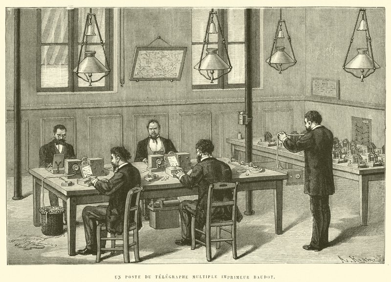 Słupek Wielokrotnej Drukarki Telegraficznej Baudot (Grawerowanie) autorstwa French School