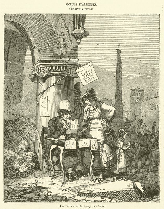 Francuski pisarz publiczny we Włoszech (grafika) autorstwa French School