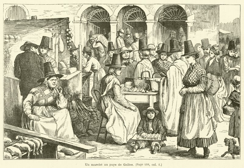 Marsz w Walii (rycina) autorstwa French School