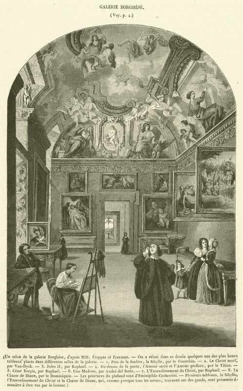 Salon w Galerii Borghese (grafika) autorstwa French School