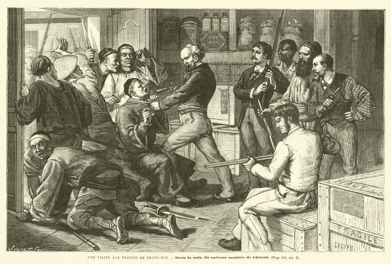 Wizyta w więzieniach Szanghaju (grawerowanie) autorstwa French School