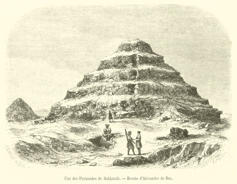 Jedna z piramid w Sakkarah (rycina) autorstwa French School