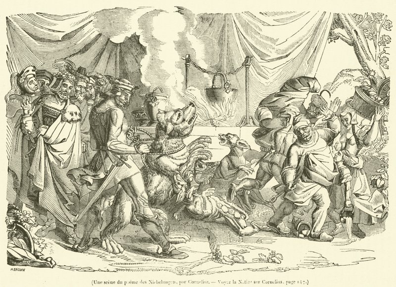 Une scene du poeme des Niebelungen (rycina) autorstwa French School